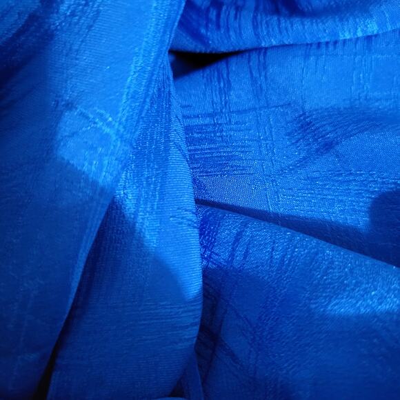 Nora Noh Silk Jumpsuit Blue Vintage Silky Shoulder Pads Tapered Jacquard Small - Picture 9 of 15